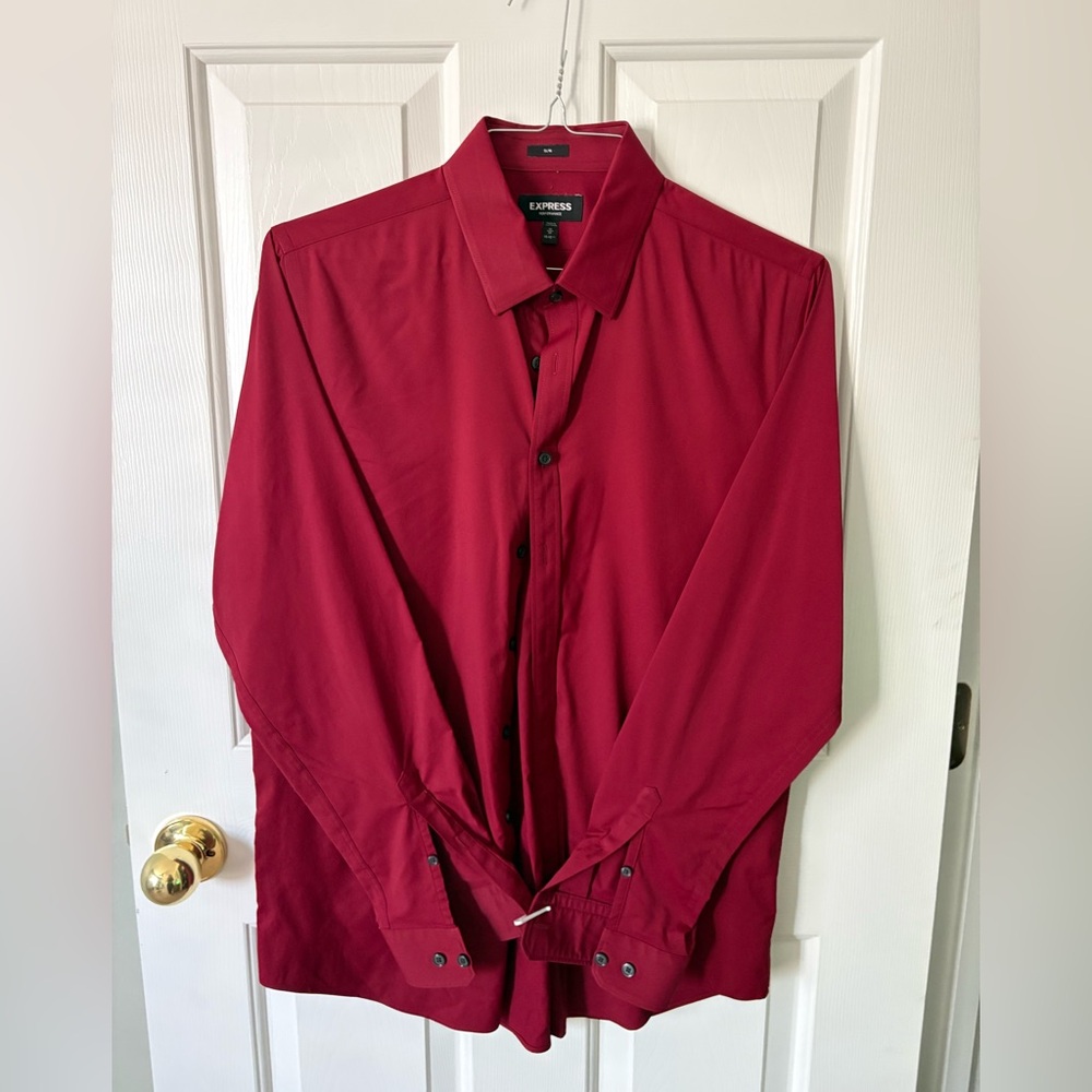 EUC Express Bold Red Men’s Long Sleeve Button Up